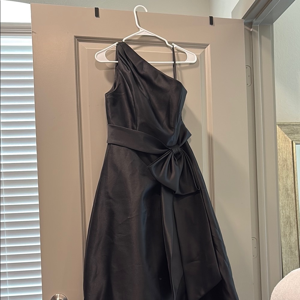 Alfred Sung Black One-Shoulder Bridesmaid Dress